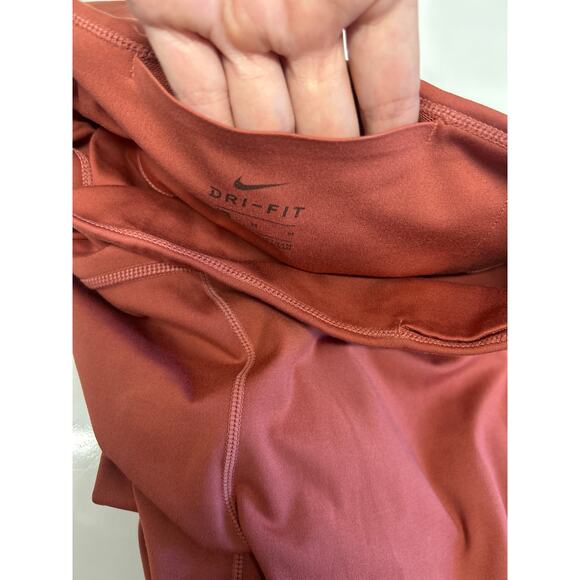 Lot of 2 Nike Dri-Fit leggings size Medium Navy dots Terracotta yoga athletic - Picture 11 of 14